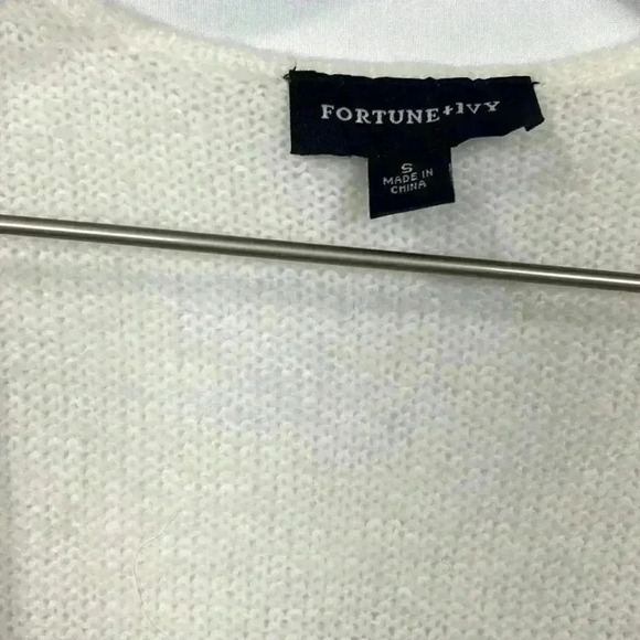 Fortune & Ivy Womens Cardigan Black Gray White S Cable Design Open Front New - Picture 2 of 12